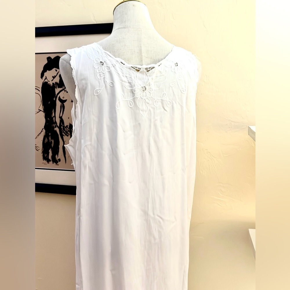 Vintage HiBis,Lace Works, Antique White Embroidered Rayon Dress,EUC, Size XL - Picture 4 of 10